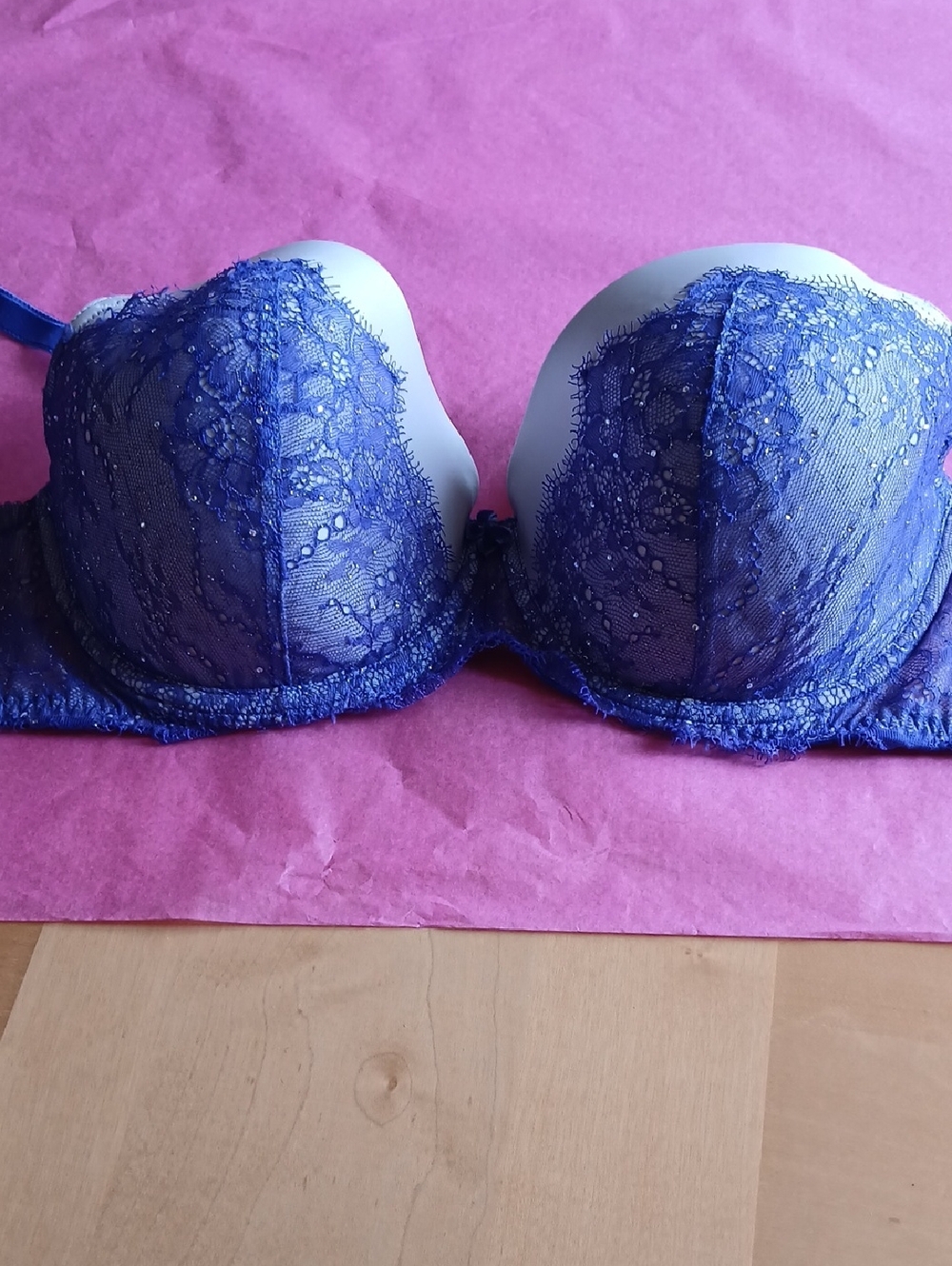 Lace Balconette Bra in Deep Blue - Women Intimates